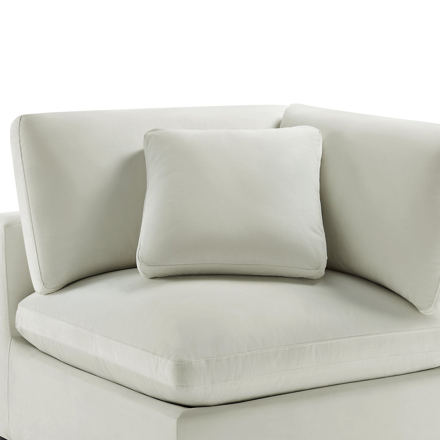 Caylie Modular 6-Piece Sectional in Ivory with Plush Polyester Upholstery and Solid Wood Legs - detail view 2