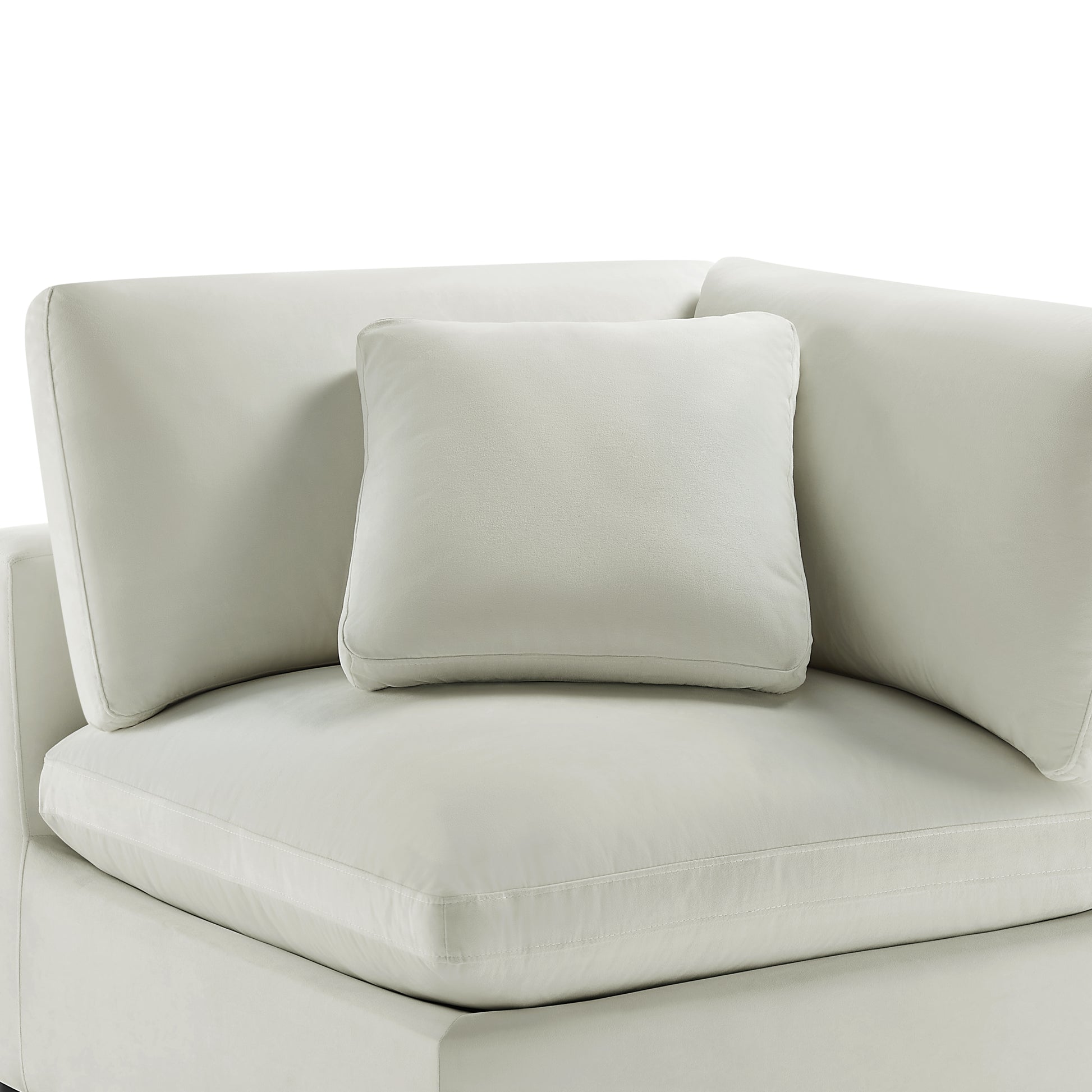 Caylie Modular 6-Piece Sectional in Ivory with Plush Polyester Upholstery and Solid Wood Legs - detail view 2