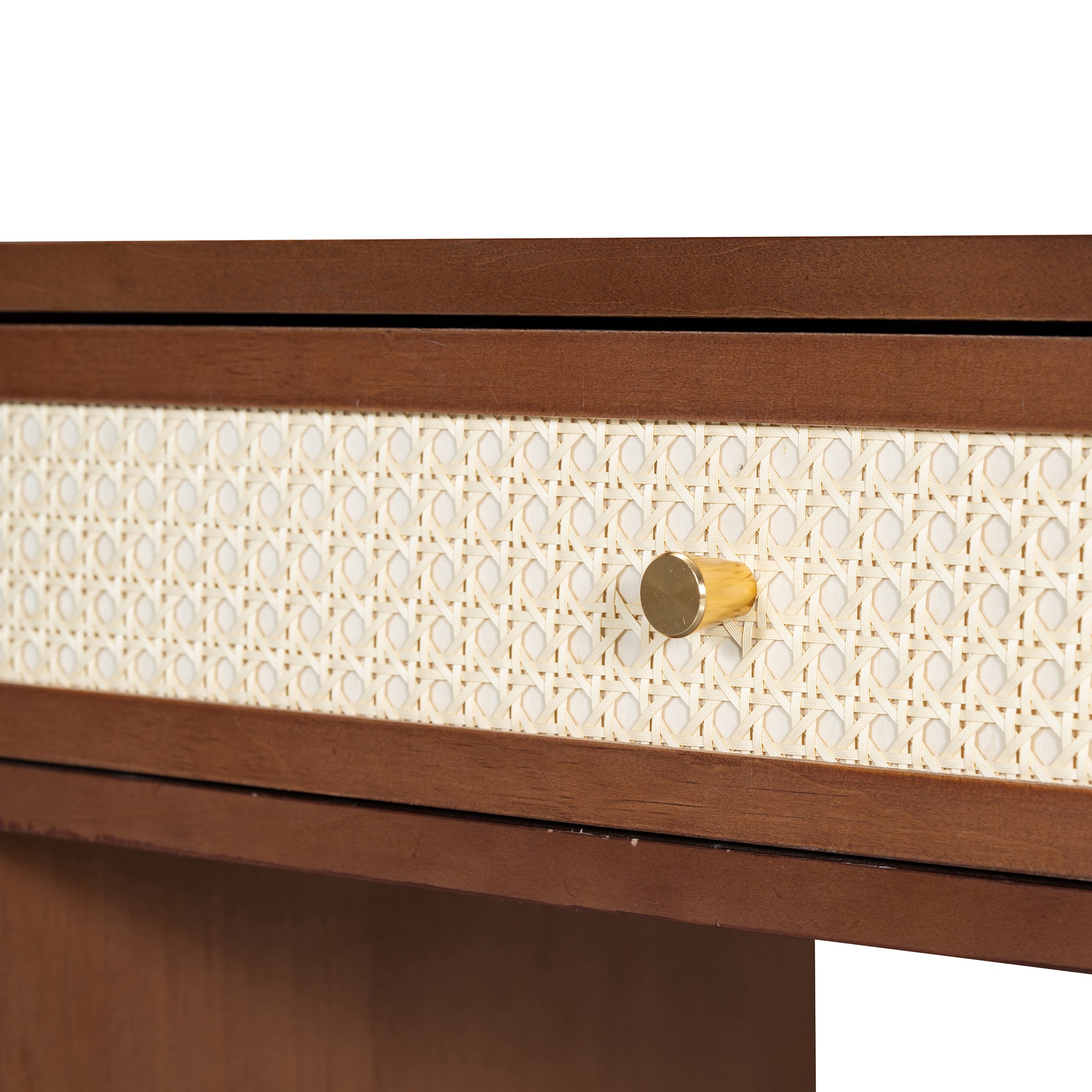 Jolene 39' Retro Bohemian Style Wooden Makeup Vanity Set, Walnut