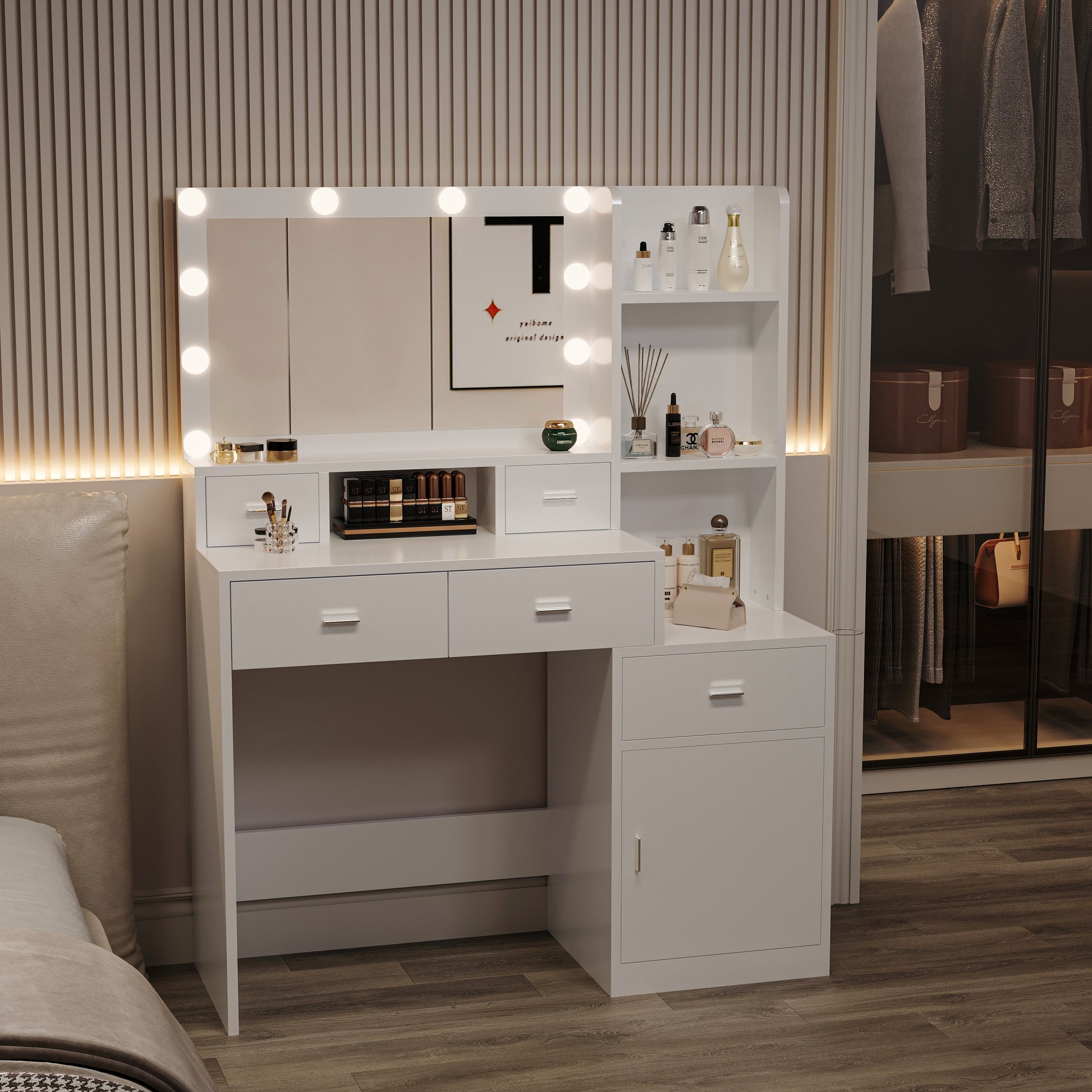 Anna Modern Bedroom Vanity, White