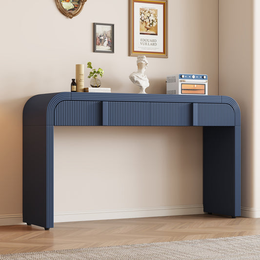 Briseis Modern Rounded Silhouette 2-Drawer Console Table, Navy