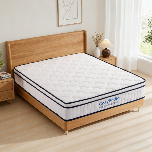 10 Inch King Size Medium Firm Mattress, Memory Foam with Pocket Springs for Back Pain Relief & Pressure Relief, Cooling Antibacterial Cover, CertiPUR-US Certified, White(75.98'x 79.92'x 9.84')