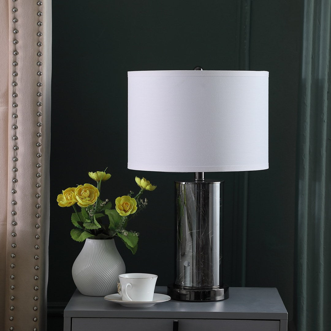Mid-Century Glass Black Chrome Table Lamp