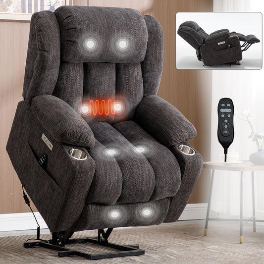 Up to 350 LBS Chenille Power Lift Recliner Chair - Grey - primary color shot