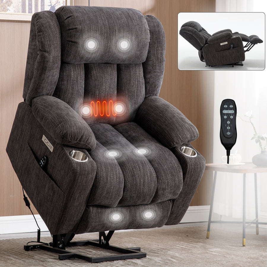 Up to 350 LBS Chenille Power Lift Recliner Chair - Grey - primary color shot