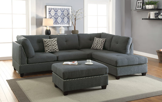3-PC SECTIONAL in Blue Gray - primary color shot