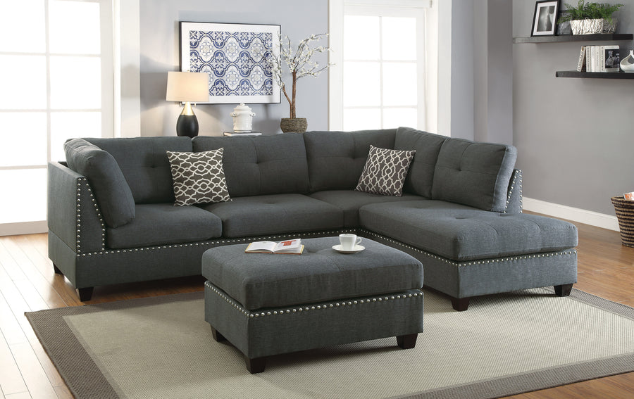 3-PC SECTIONAL in Blue Gray - primary color shot
