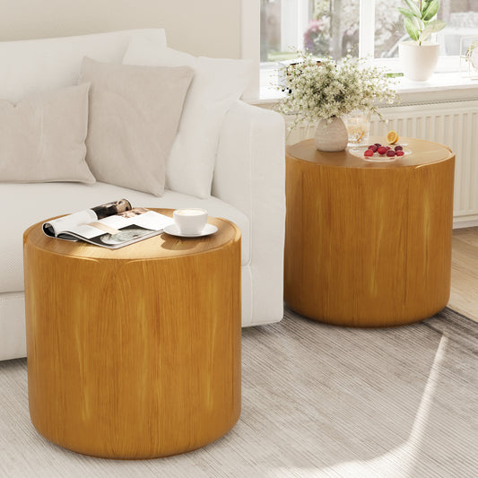 Natural Magnesium Oxide 2-Piece Accent Table Set with Wood Legs (Set of 2) - detail view 2