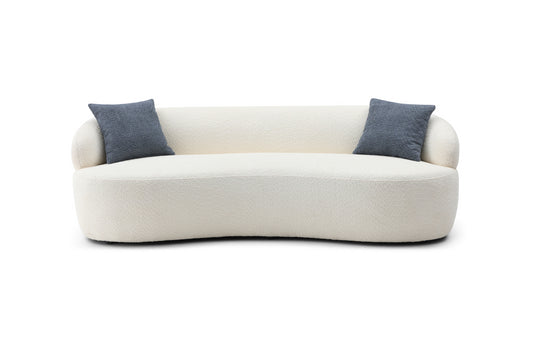 Mid Century Modern Curved Sofa - Beige - primary color shot