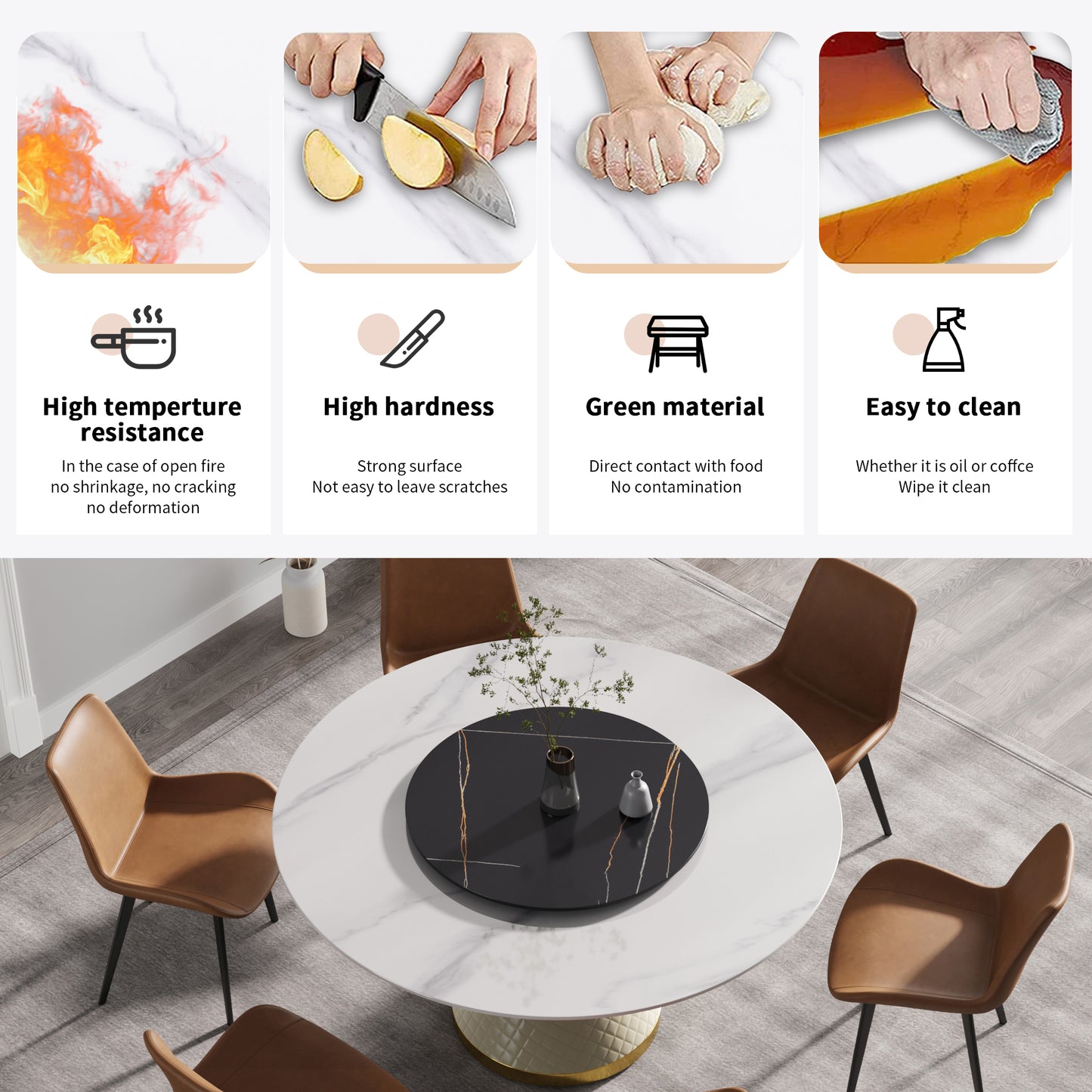 Eulalia 59" Round Artificial Stone Dining Table