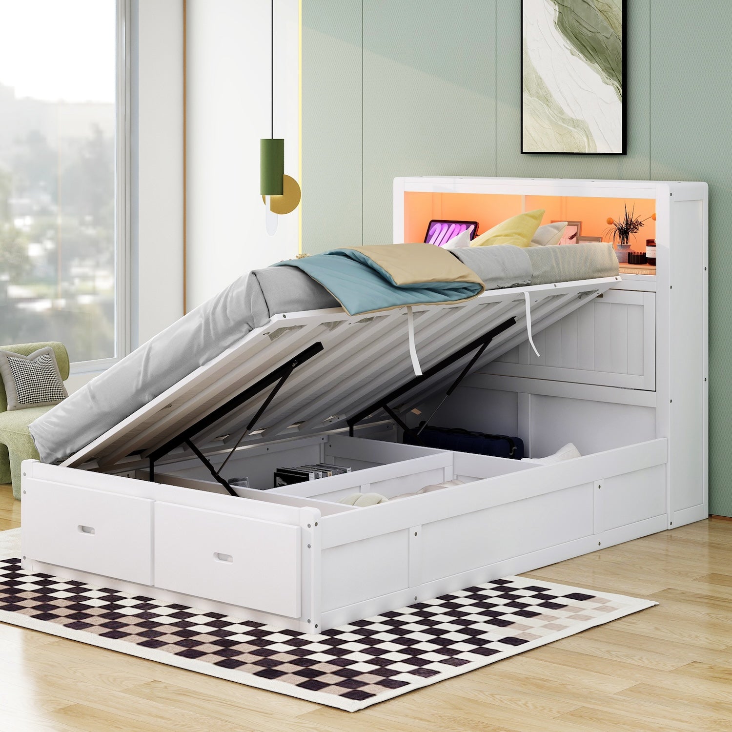 Empora Full Size Hydraulic Platform Storage Bed