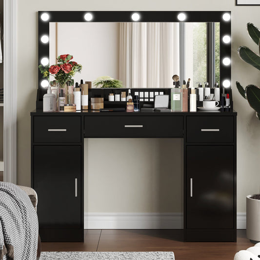 Freya Contemporary Bedroom Vanity, Black