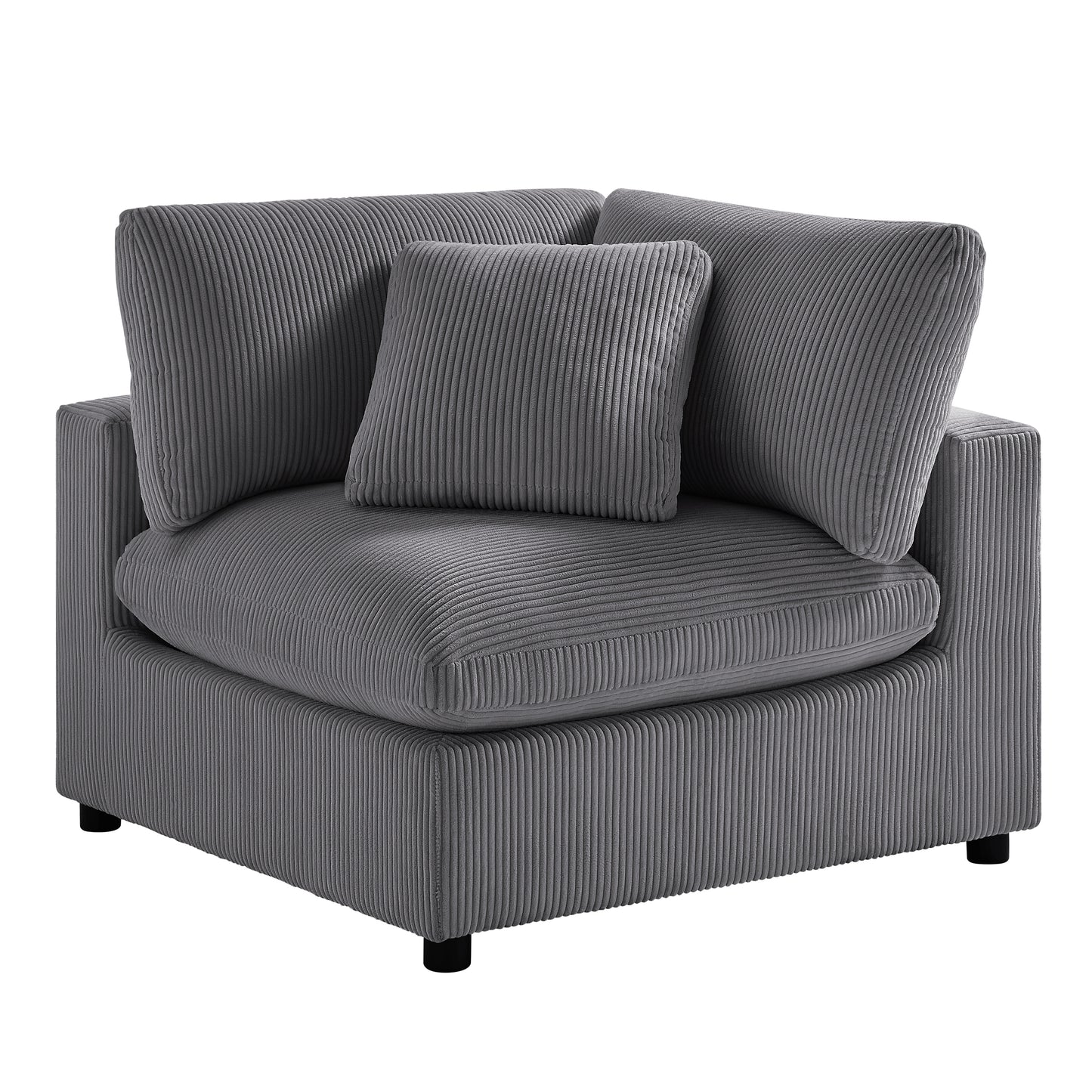 Chelsea Modular 5-Piece Sectional in Charcoal with Plush Polyester Upholstery and Removable Wood Legs - primary image