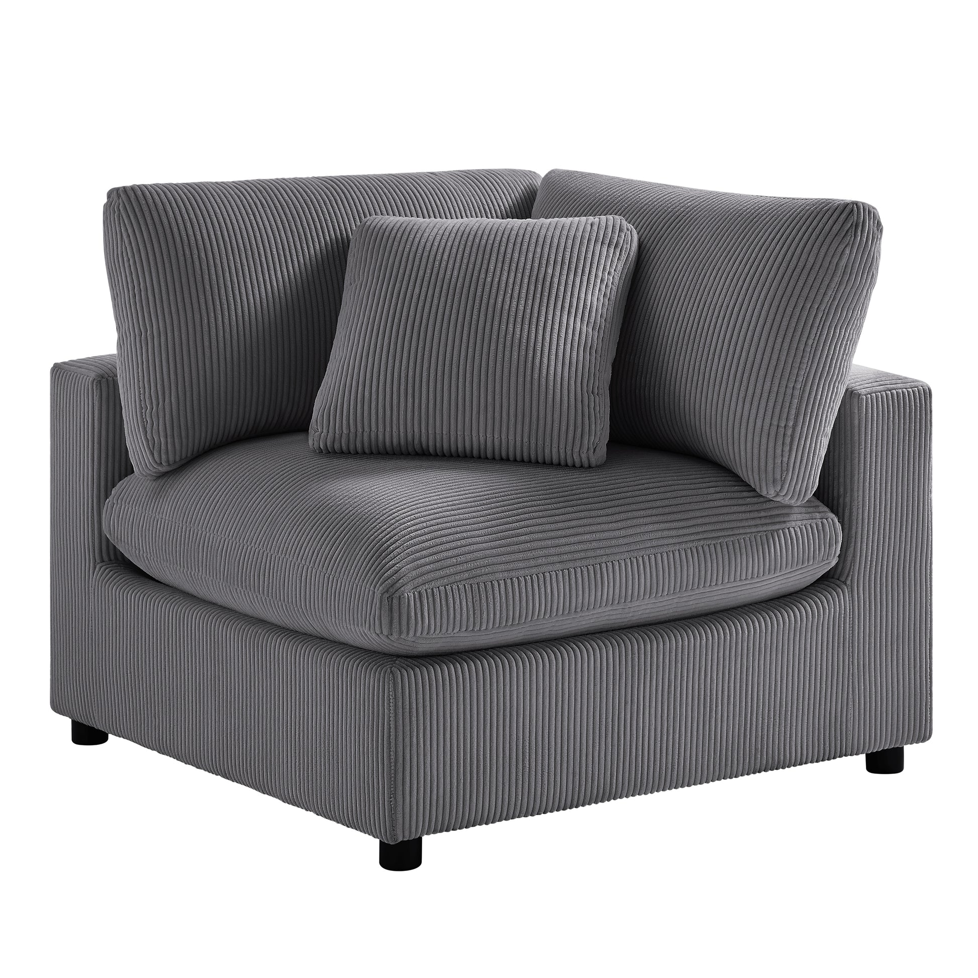 Chelsea Modular 5-Piece Sectional in Charcoal with Plush Polyester Upholstery and Removable Wood Legs - primary image