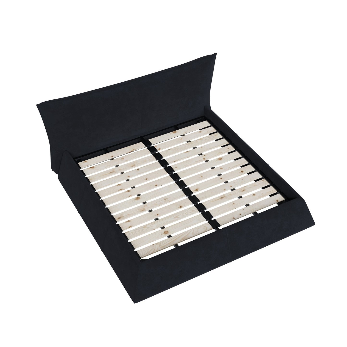 Zephyra Modern Velvet King Size Platform Bed in Black