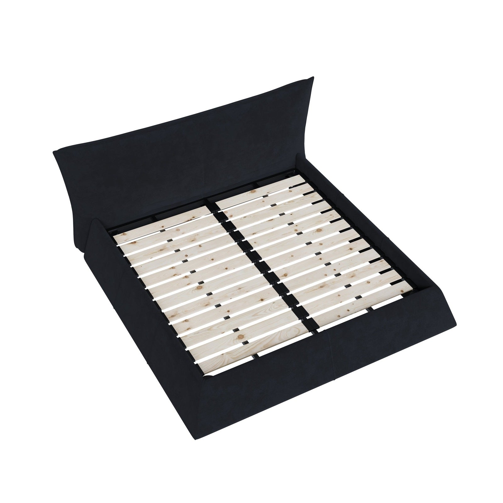 Zephyra Modern Velvet King Size Platform Bed in Black