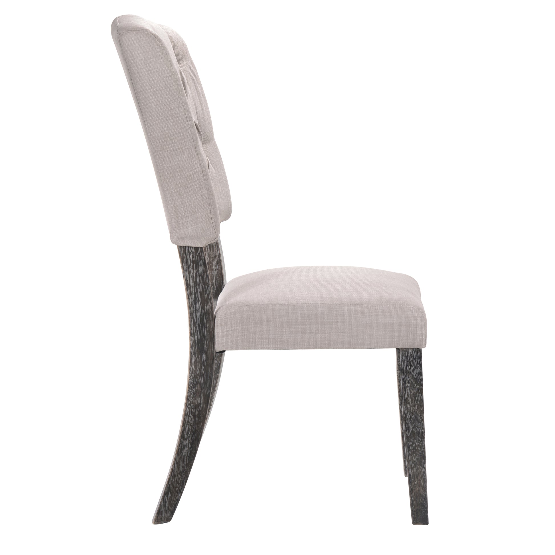 Beige and Weathered Grey Oak Tufted Back Side Chairs Set of 2