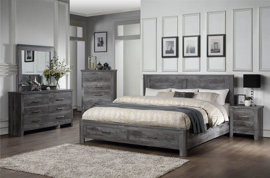 Vidalia Queen Storage Bedroom Set in Rustic Gray