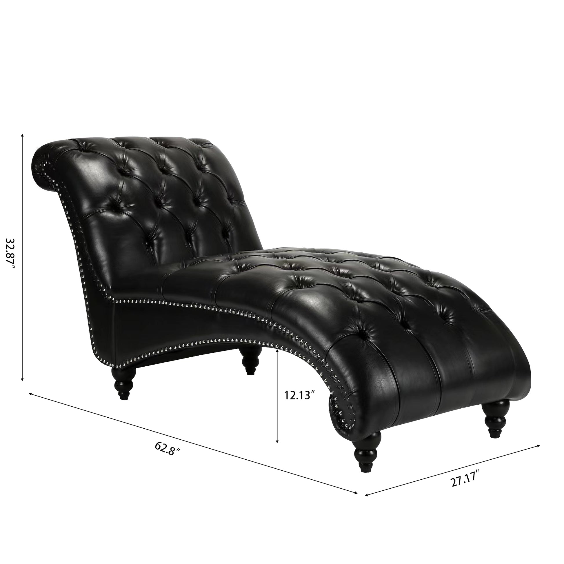Tufted Armless Chaise Lounge - Black - detail view 7