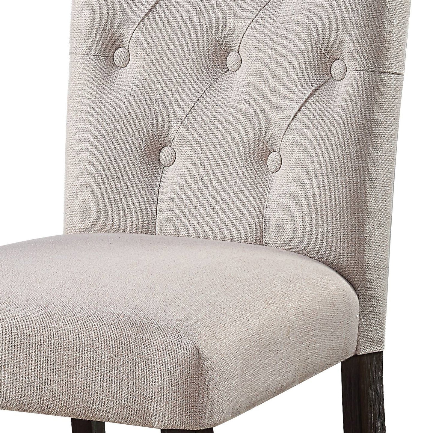 Beige and Weathered Espresso Tufted Back Side Chairs Set of 2