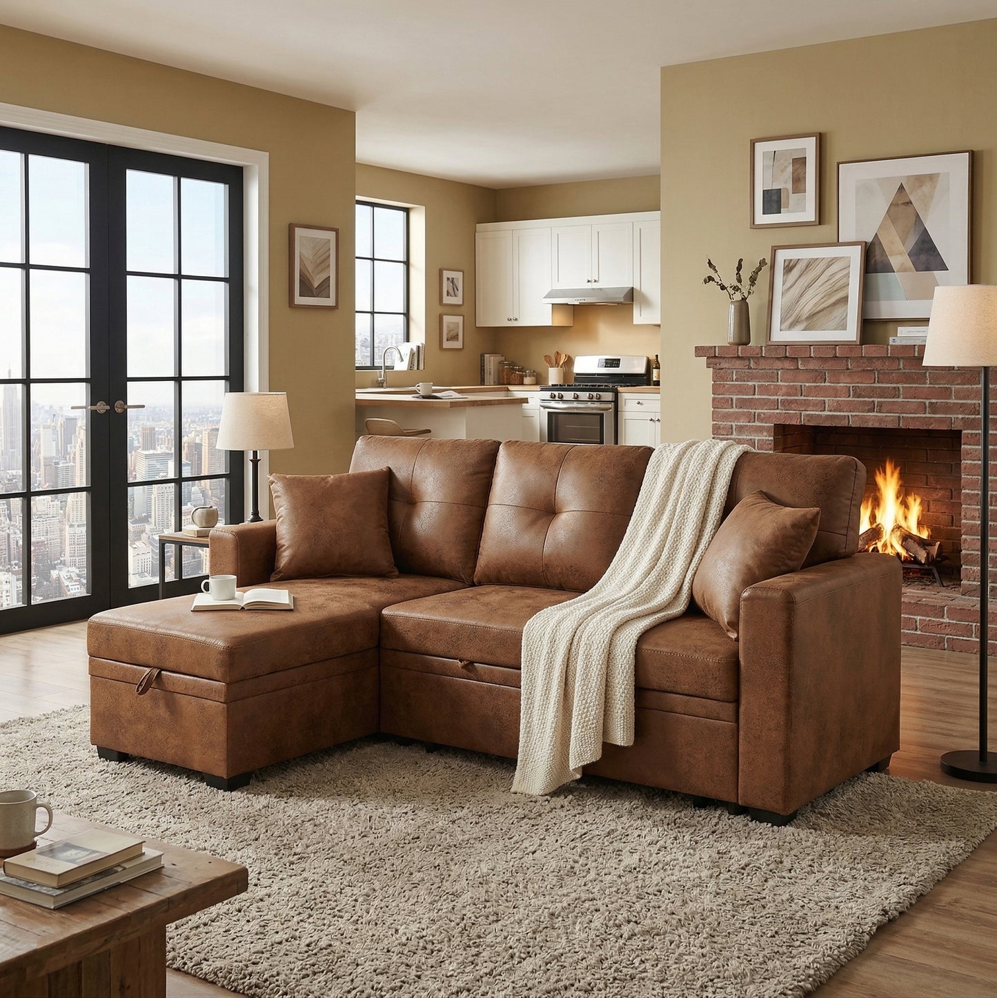 Sleeper Sectional - Brown - detail view 2