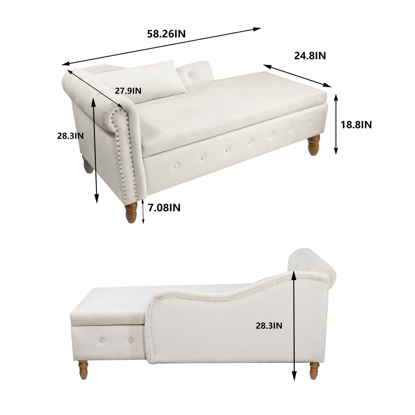 Beige Chaise Lounge Indoor - detail view 3