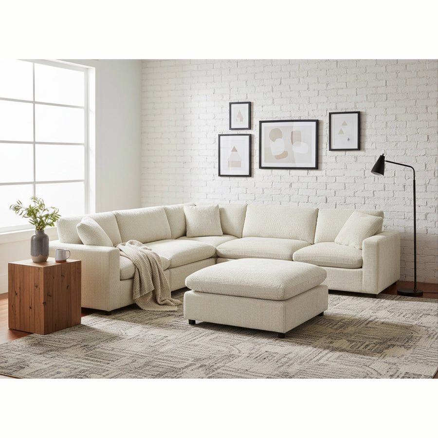 Chelsea Modular 6-Piece Sectional in Beige with Plush Polyester Upholstery - detail view 6