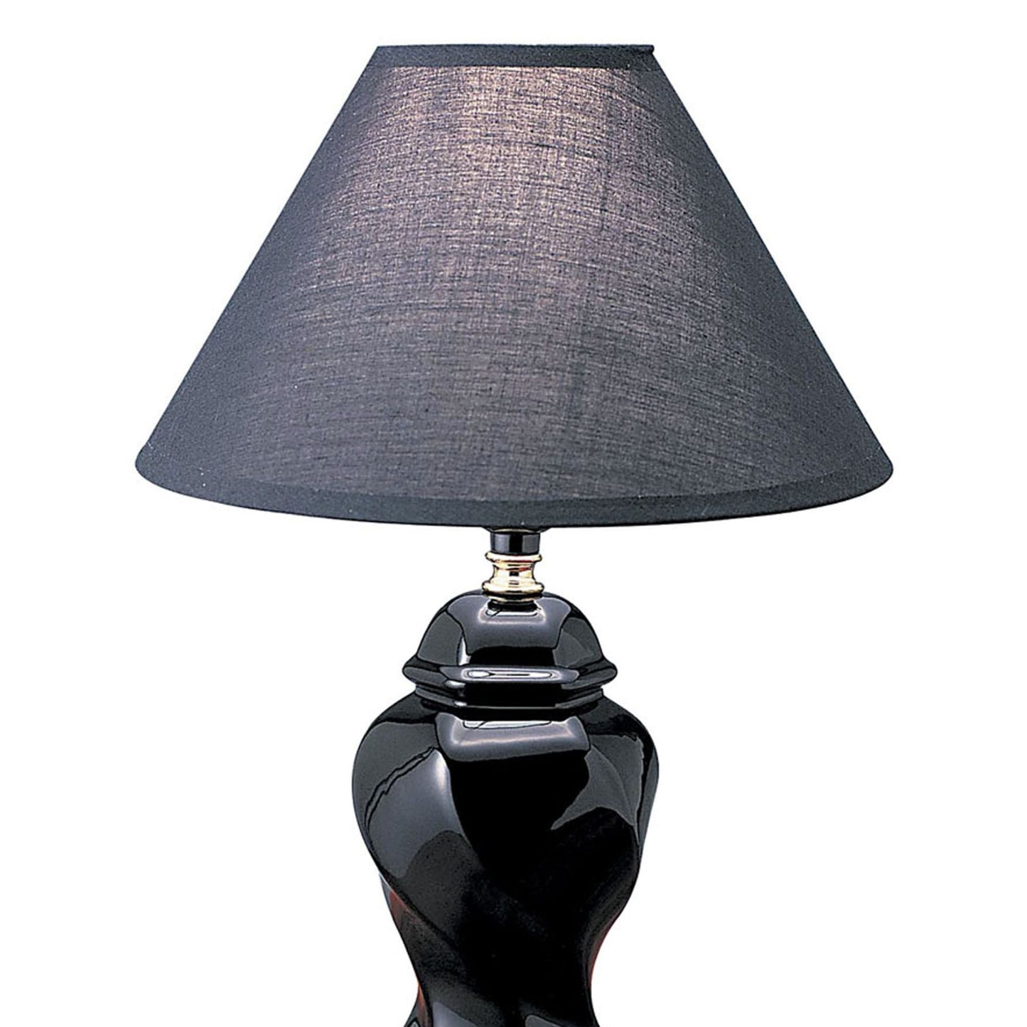13' Tall Ceramic Table Lamp, Urn-Shaped with Black finish, Linen Shade