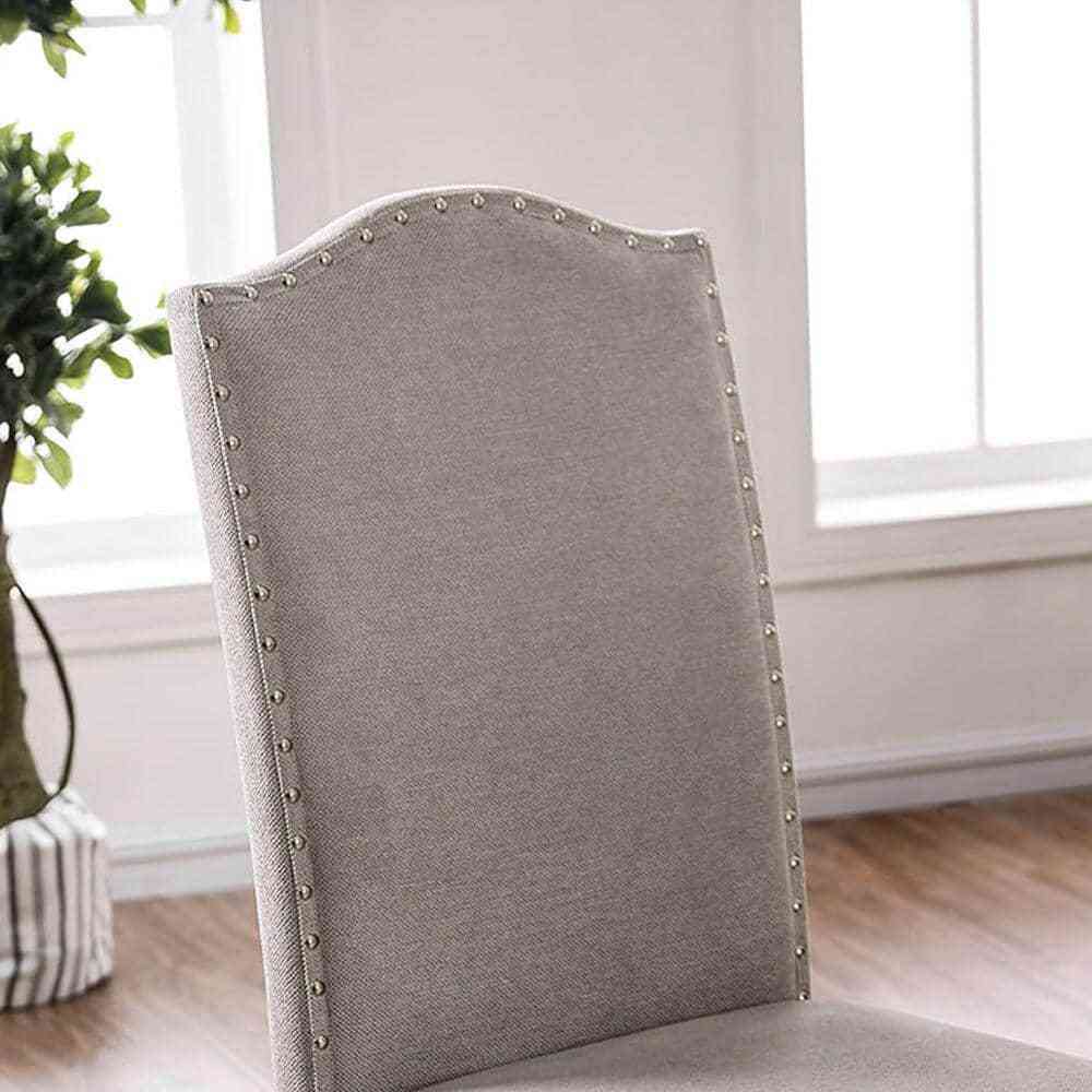 Martin Transitional Camel Back Side Chairs Set of 2 , Antique White & Gray