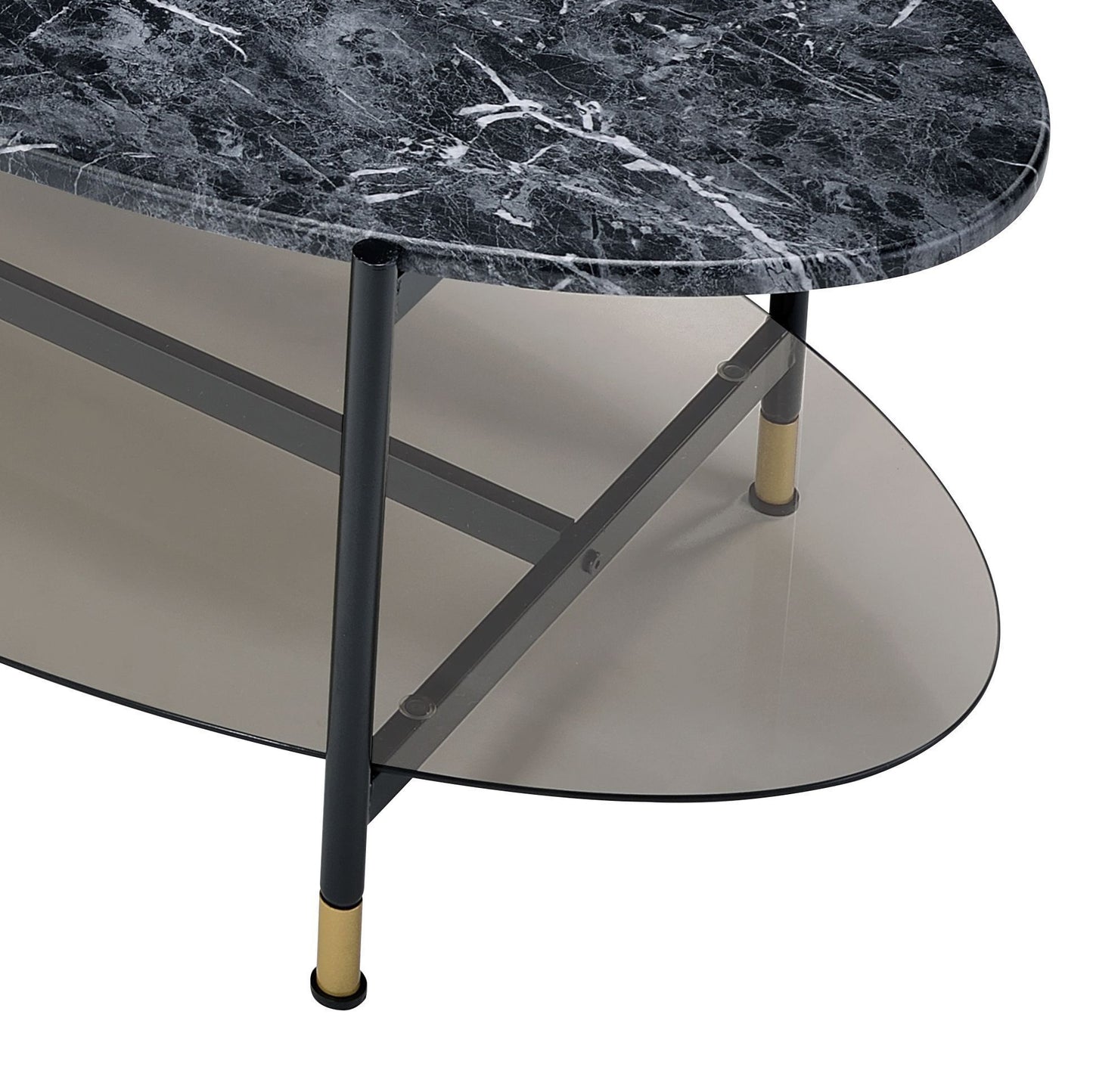 Silas Engineered Stone Top & Black Finish Nesting Table