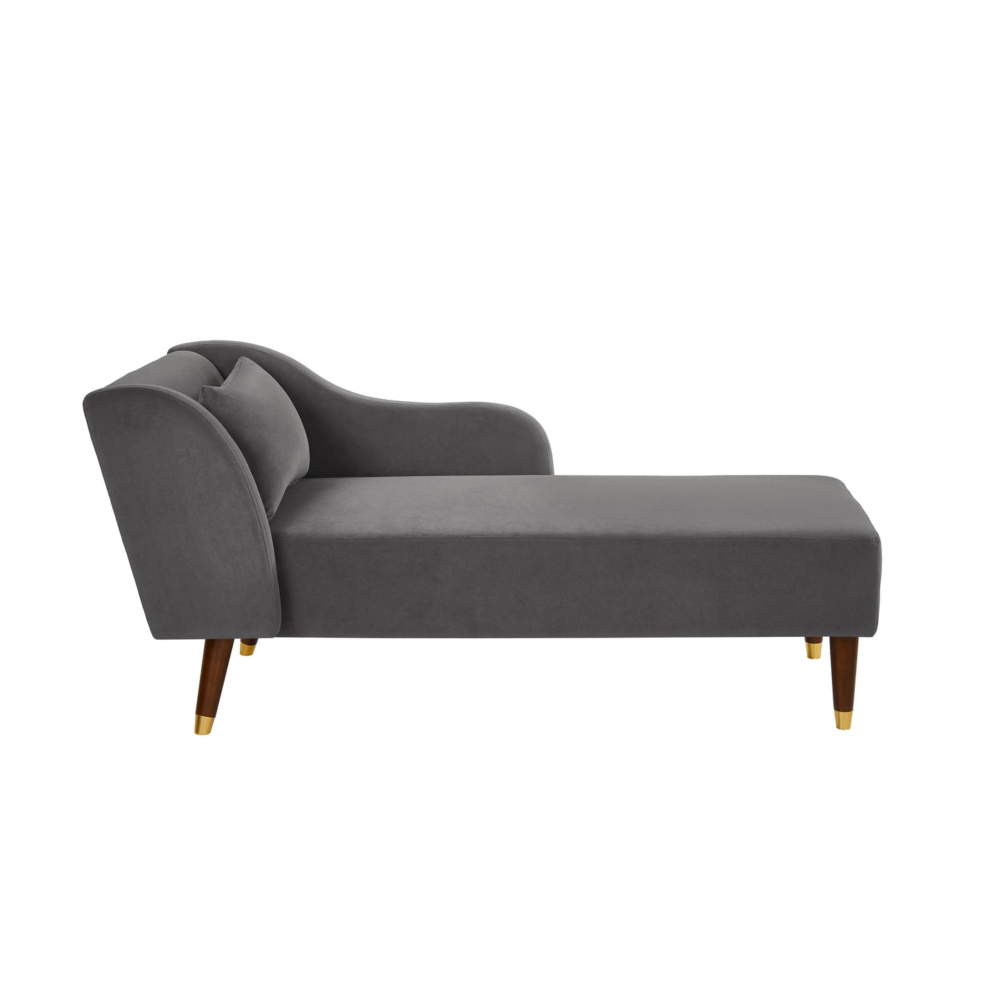 Modern Chaise Lounge Chair Velvet Upholstery (grey) - detail view 7