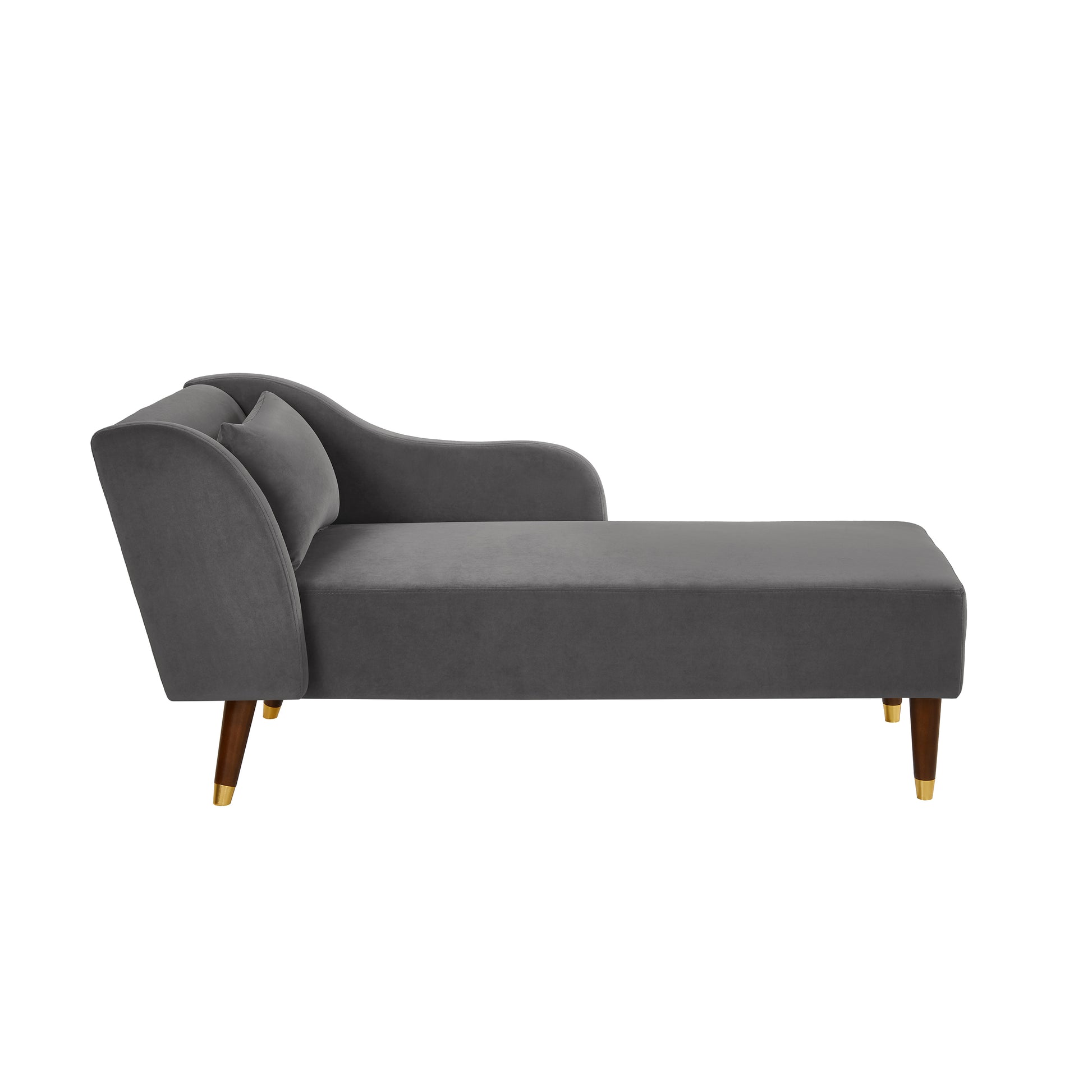 Modern Chaise Lounge Chair Velvet Upholstery (grey) - detail view 7