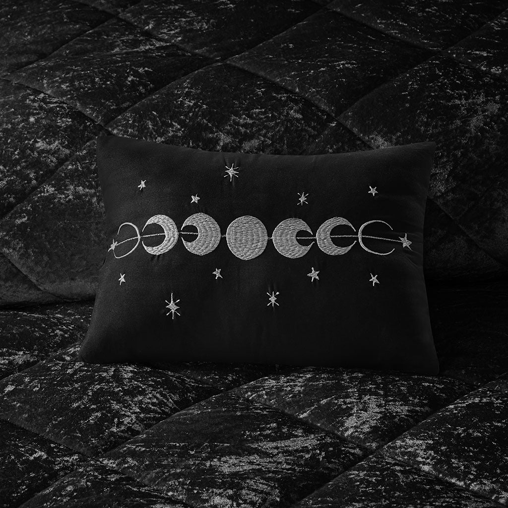 Black Velvet Comforter Set with Throw Pillow