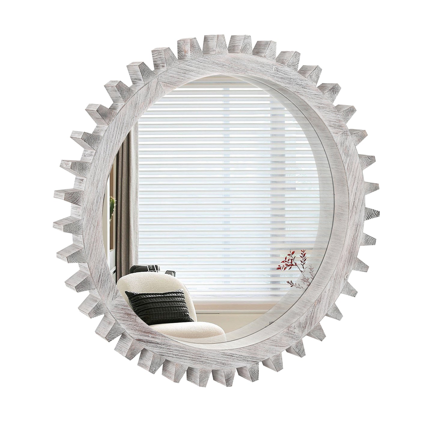 Vintage Wall Gear Mirror - Decorative and Functional