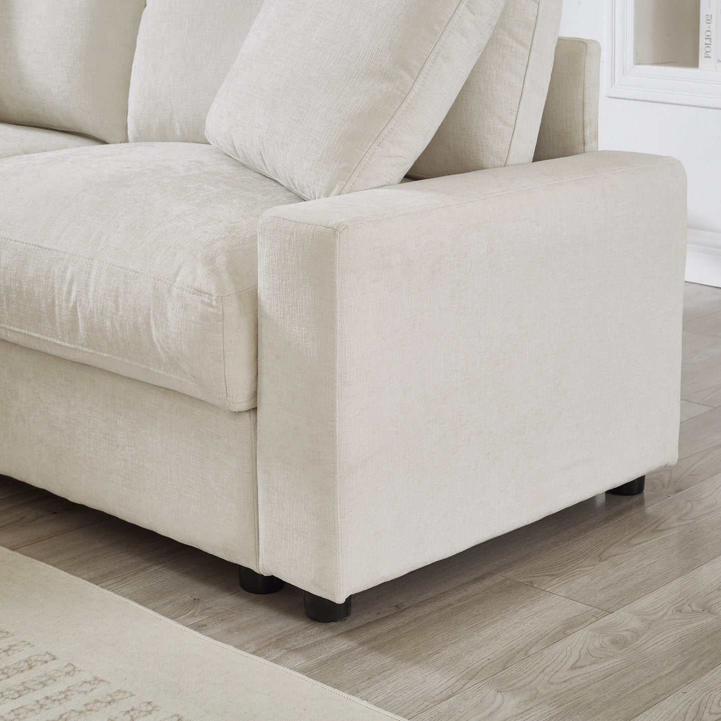72.05'L Modular Sectional Sofa,3 Storages L-Shaped polyester Fabric Sectional Couches for Living Room,2-Seater Cloud Couches with Ottoman,Modern, Small Space, Easy Assembly (Beige) - detail view 6
