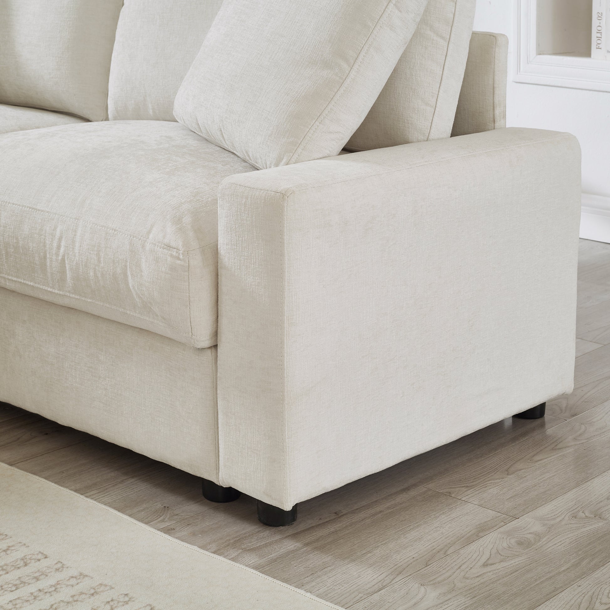 72.05'L Modular Sectional Sofa,3 Storages L-Shaped polyester Fabric Sectional Couches for Living Room,2-Seater Cloud Couches with Ottoman,Modern, Small Space, Easy Assembly (Beige) - detail view 6