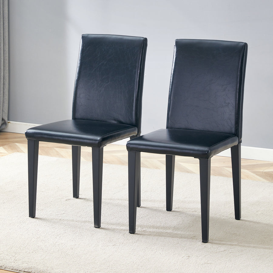 Black PU Leather Dining Chairs with Black Legs (set of 2) - primary color shot