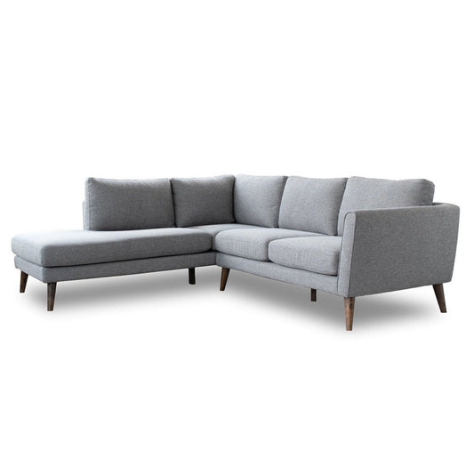 Benson Mid-Century Modern Grey Fabric Sectional Sofa with Left Facing Chaise Lounge - primary color shot