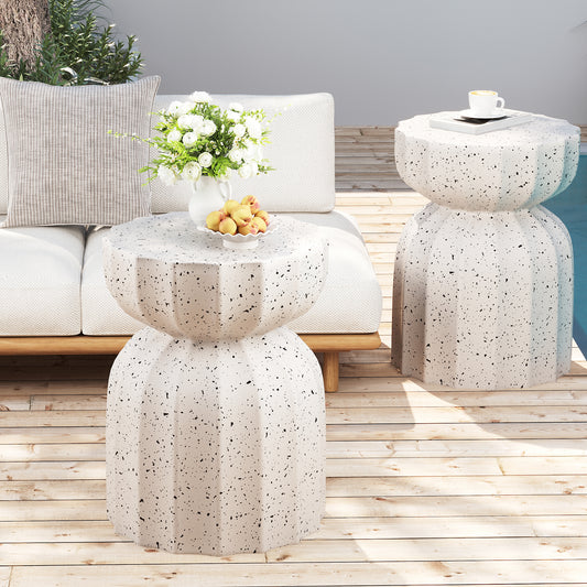 13' Modern Outdoor and Indoor Waterproof Coffee Table and Side Table Set - White - detail view 2