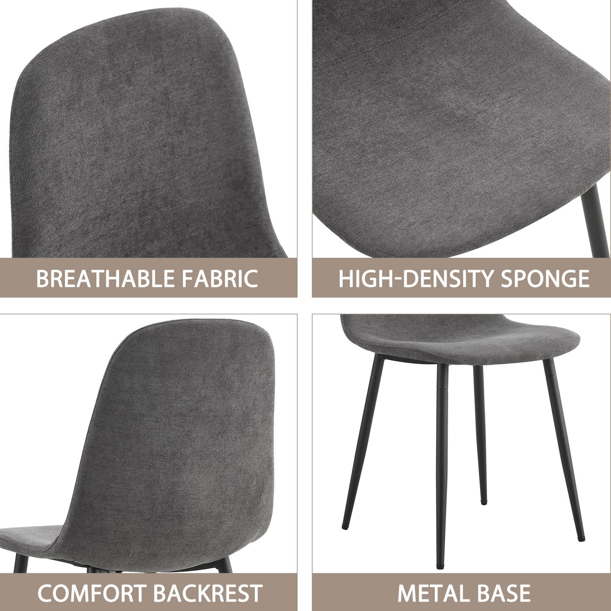 Lea Modern Minimalist Dining Side Chairs with Black Legs Set of 4