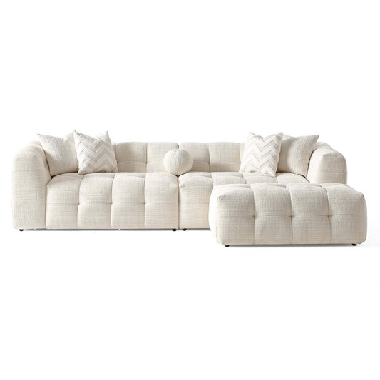 Alana Tufted Ivory Chenille Modular Sectional Sofa with Reconfigurable Layouts and Soft Upholstery - primary color shot