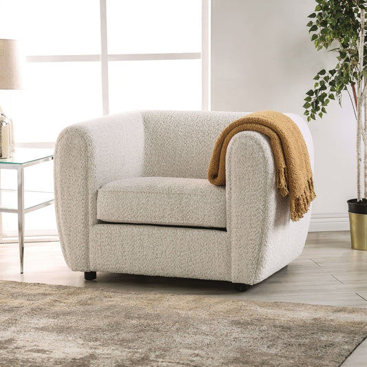 FOA Verdal Contemporary Fabric Accent Chair - Off-White