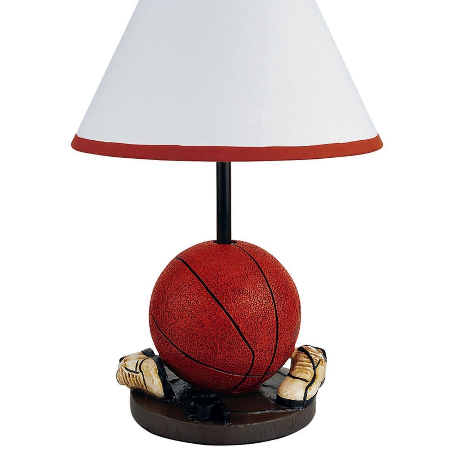 15' Tall Polyresin Accent Table Lamp, Basketball Shaped, Cone Linen Shade