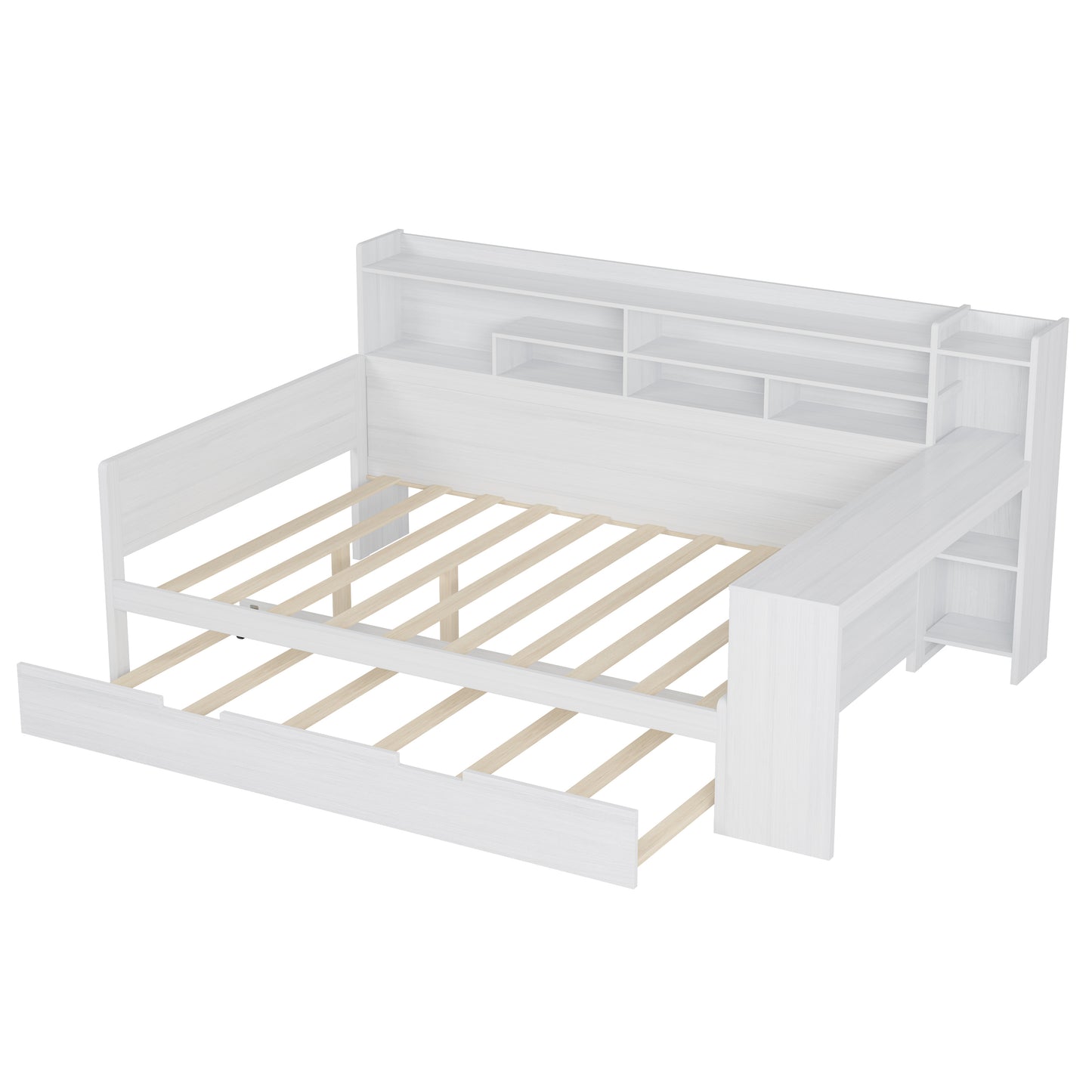 Mason Full Size Wooden Daybed with Bookcase Headboard & Trundle