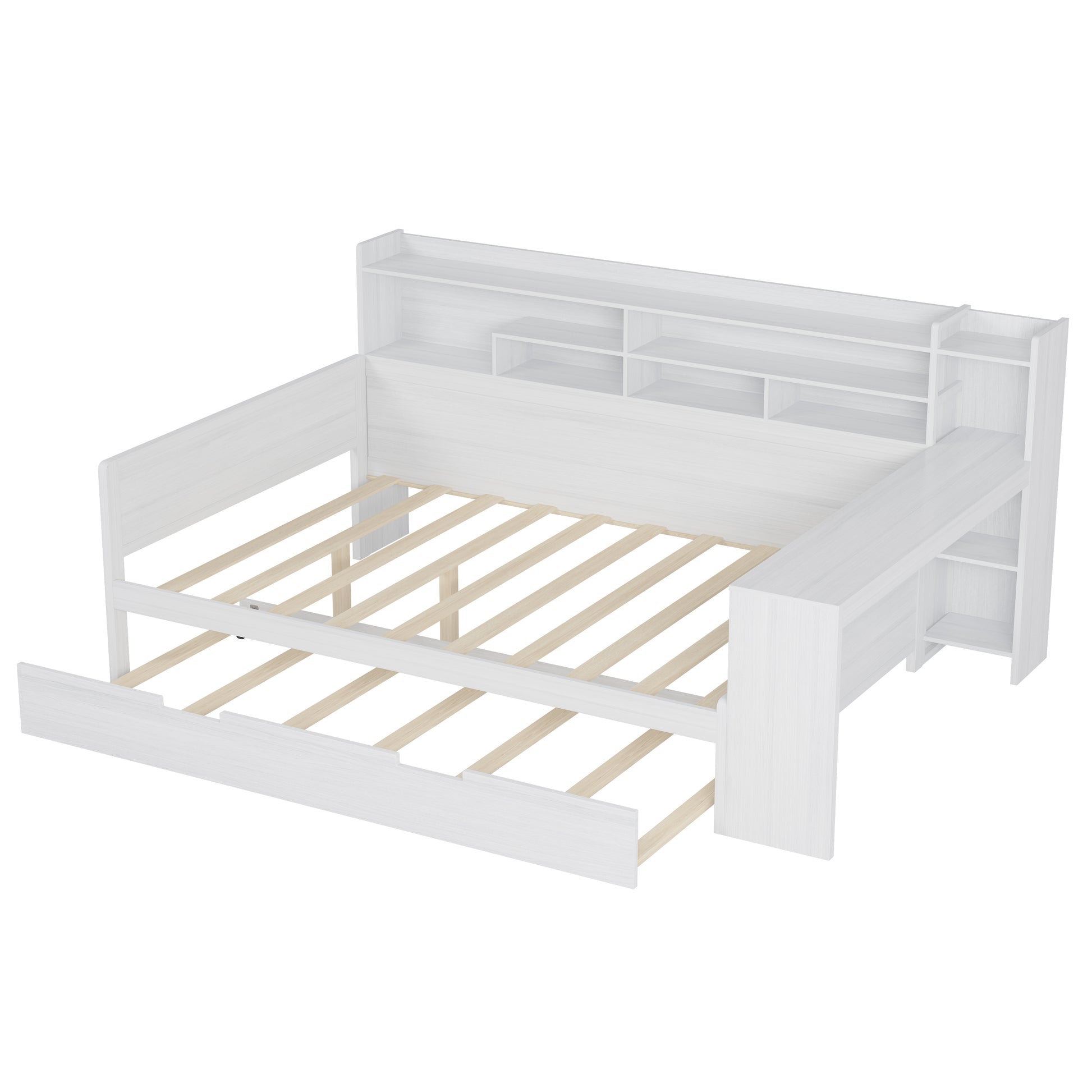 Mason Full Size Wooden Daybed with Bookcase Headboard & Trundle