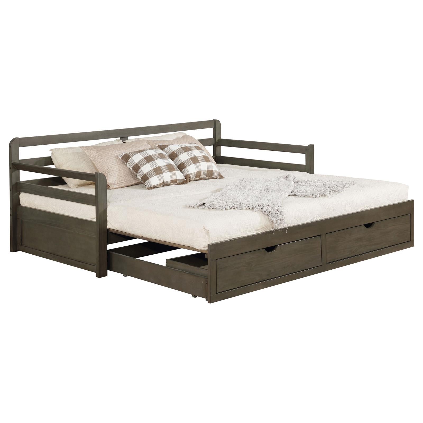 Mali Modern Grey Twin XL 2-drawer Daybed with Extension Trundle