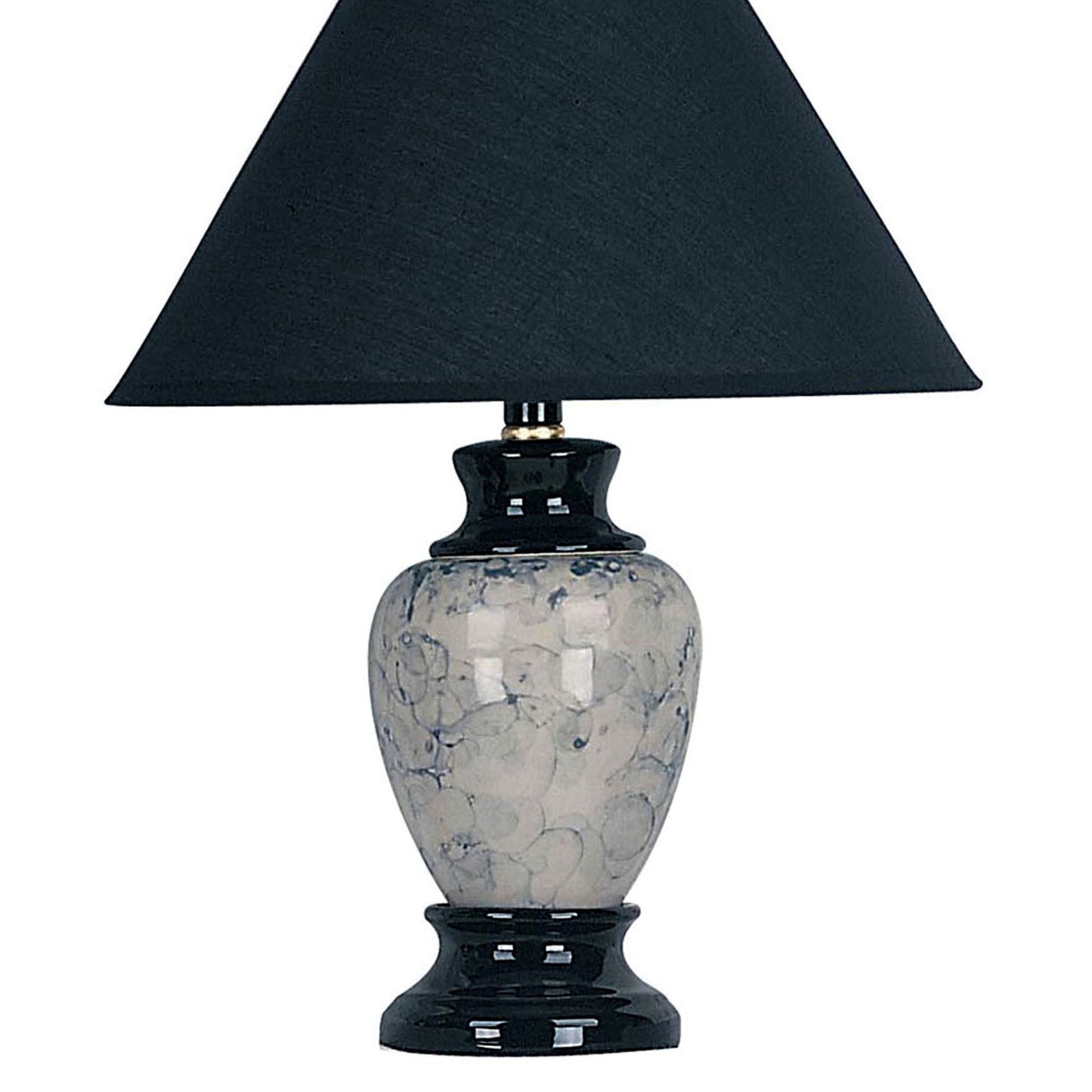 13' Tall Ceramic Table Lamp, Urn-Shaped with Black finish, Linen Shade
