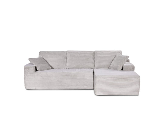 104-in Boneless Corduroy L-Shaped Sofa, Suitable for Family Living Room & Apartment, Beige - primary color shot