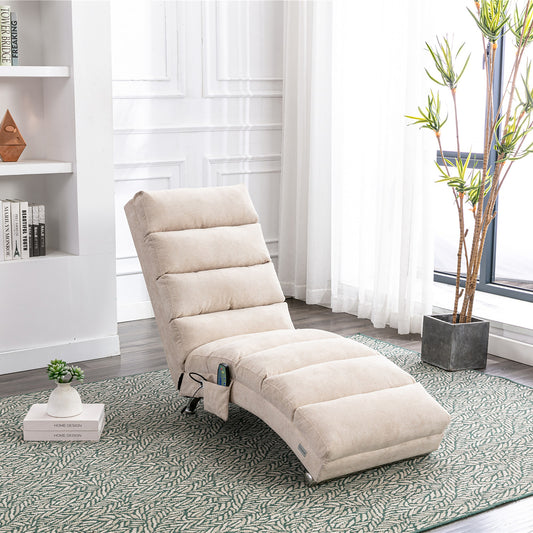 Beige Linen Chaise Lounge with Silver Legs - detail view 3