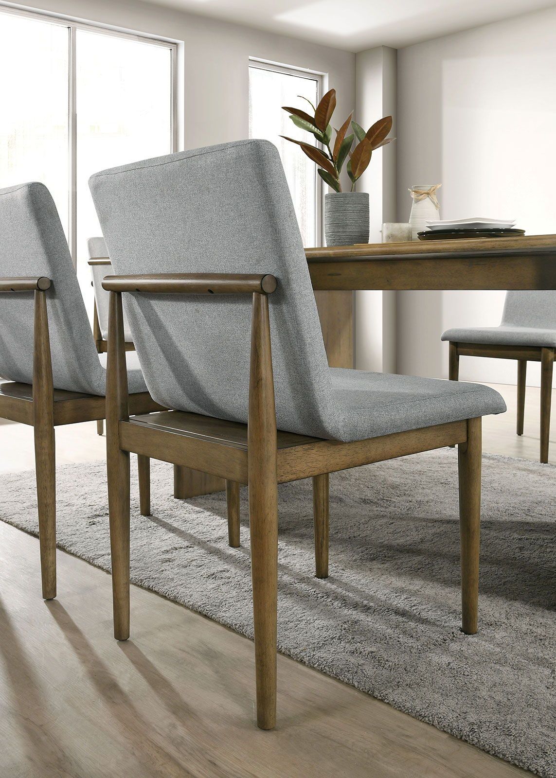 Ruby Mid-Century Modern Side Chairs Set of 2 Brown & Gray